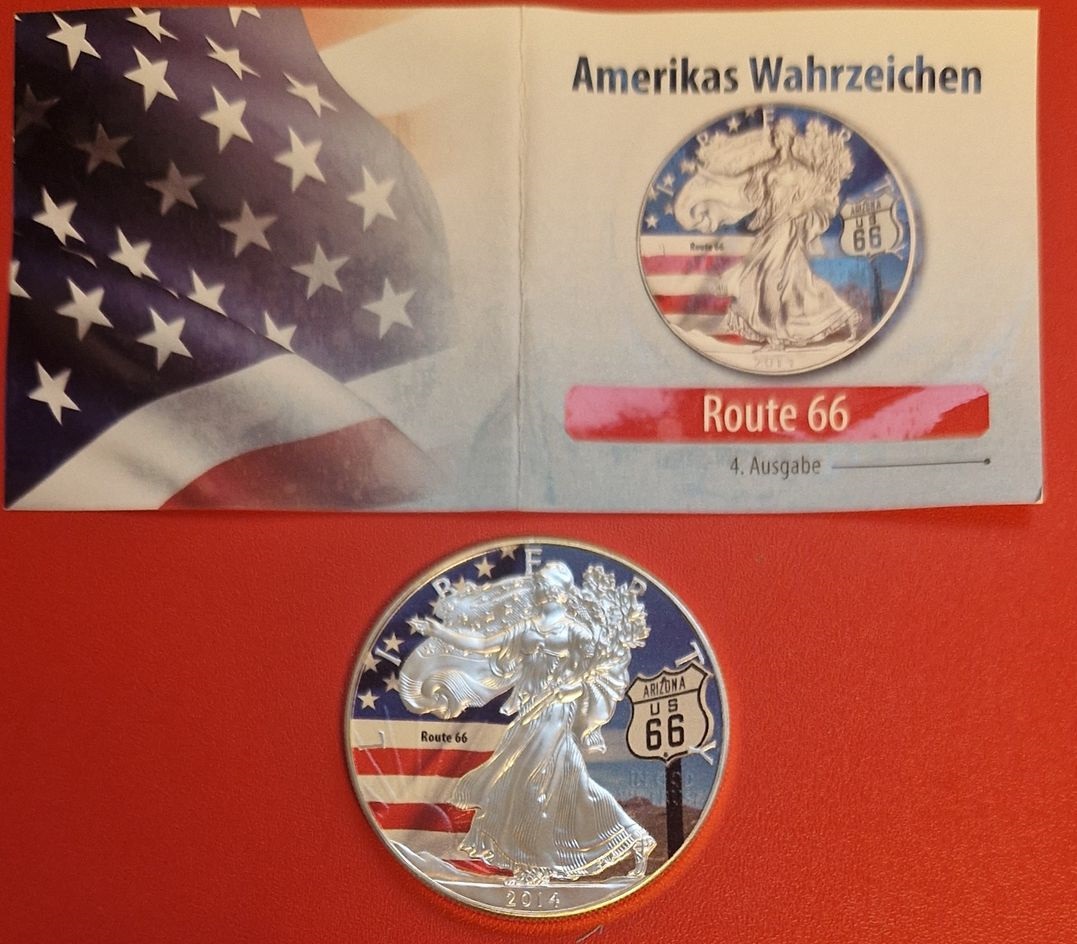  USA 2014  AG 1 OZ Feinsilber Route 66 Koblenzer Münzen Studio Koblenz Frank Maurer AI 513   