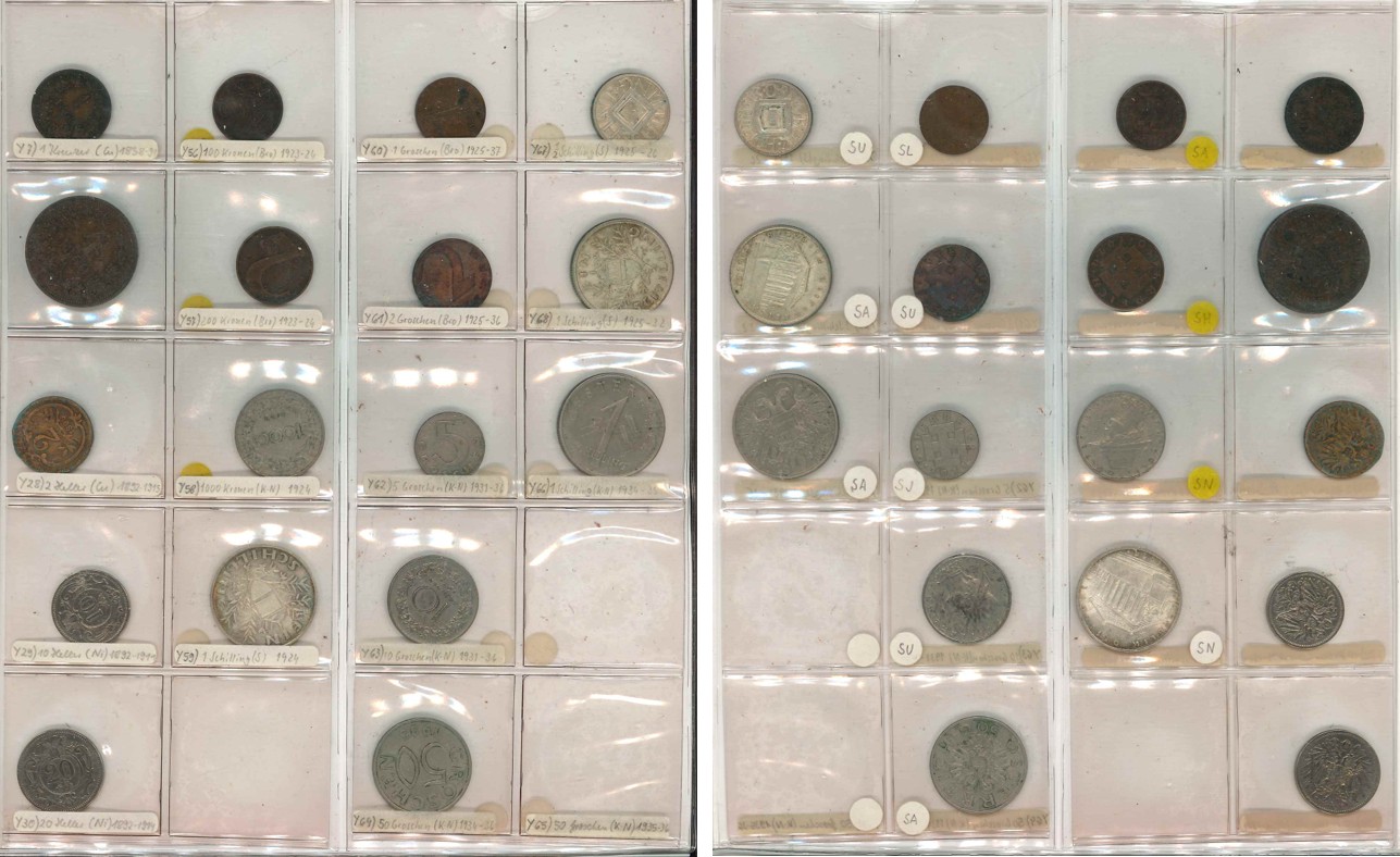  Österreich; Lot Kleimünzen (17 Stück)   