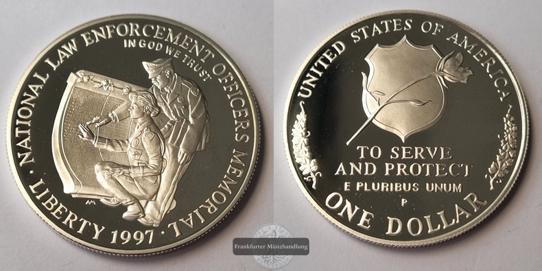  USA,  1 Dollar  1997 Law Enforcement Officers  FM-Frankfurt  Feinsilber: 24,06g   