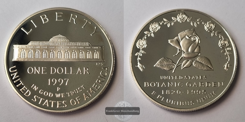  USA,  1 Dollar  1997 Botanic Gardens  FM-Frankfurt  Feinsilber: 24,06g   