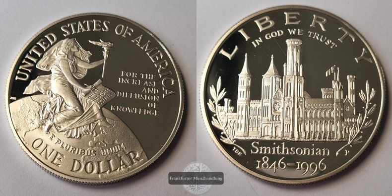 USA,  1 Dollar  1996 Smithsonian  FM-Frankfurt  Feinsilber: 24,06g   