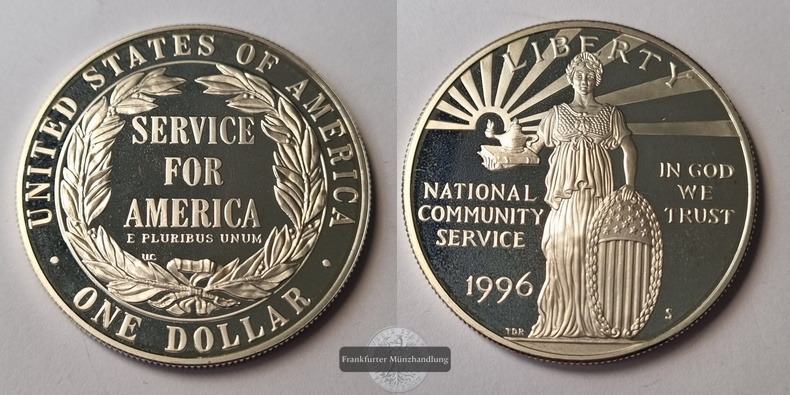 USA  1 Dollar 1996 S  National Community Service   FM-Frankfurt  Feinsilber: 24,06g   