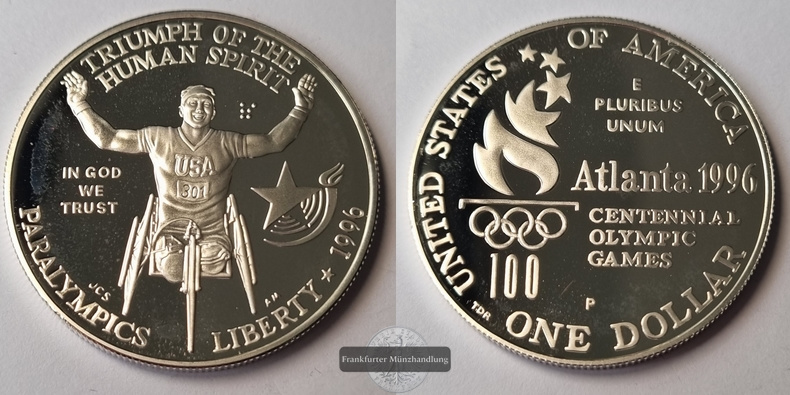  USA  1 Dollar 1996 P  Olympia in Atlanta    FM-Frankfurt  Feinsilber: 24,06g   