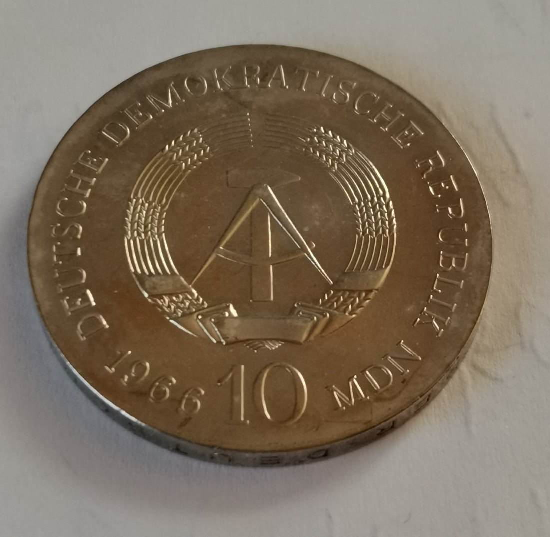  10 Mark DDR 1966 Friedrich Schinkel 800er Silber   
