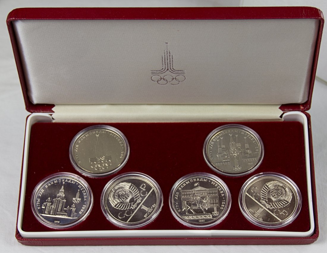  UDSSR 6 x 1 Rubel Kupfer Nickel XXII. Olymp. Sommerspiele Moskau   