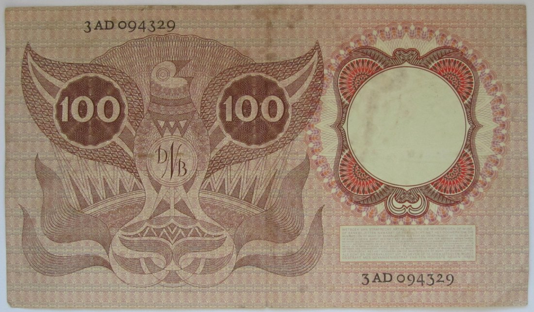  Niederlande: 100 Gulden 1953   