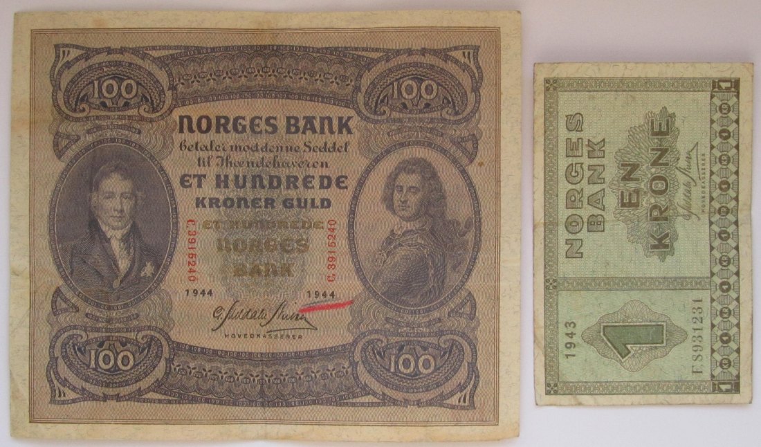  Norwegen: 100 Kronen 1944   