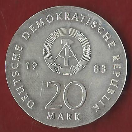  20 Mark DDR Luther 1983 st Silber  Münzenankauf Koblenz Frank Maurer AI439   