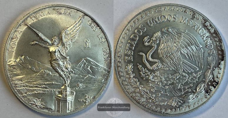  Mexiko.  Libertad  1996, 1 Onza (Unze)  FM-Frankfurt  Feinsilber: 31,1g stempelglanz Km#613   