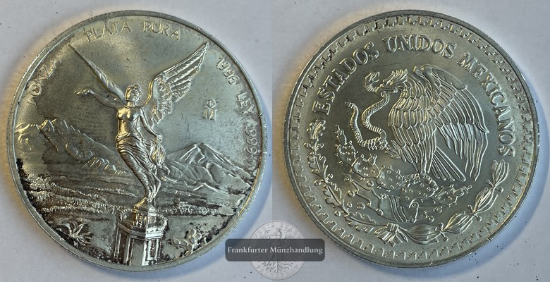  Mexiko.  Libertad  1996, 1 Onza (Unze)  FM-Frankfurt  Feinsilber: 31,1g stempelglanz Km#613   