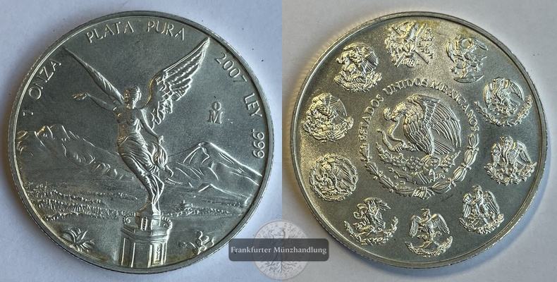  Mexico 1 Onza Libertad Plata Pura 2007 FM-Frankfurt KM#639 Feinsilber: 31,06   