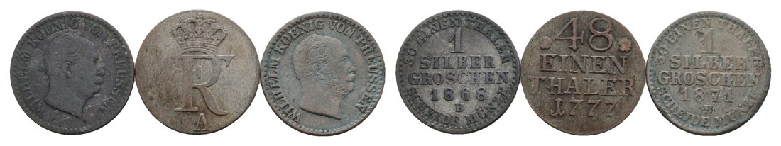  Altdeutschland; 3 Kleinmünzen 1868 / 1777 / 1871   