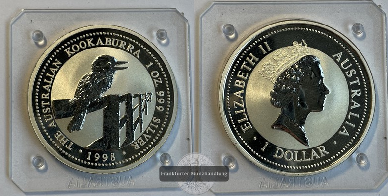  Australien - 1 Dollar 1998  Kookaburra  FM-Frankfurt  Feinsilber: 31,1g pp KM#362   