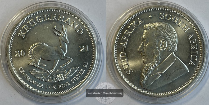  Süd Afrika. Silber-Krügerrand 2021  FM-Frankfurt KM#691 Feinsilber: 31,10g   