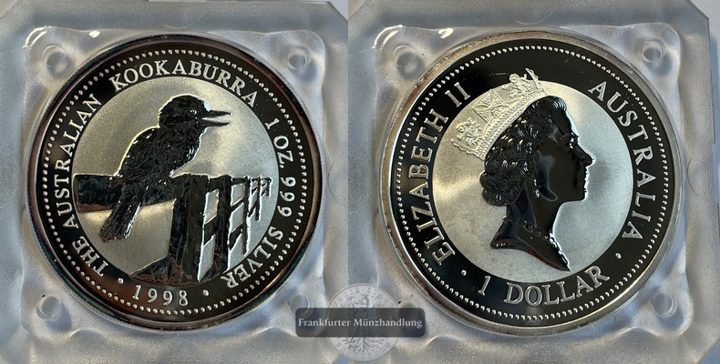  Australien - 1 Dollar 1998  Kookaburra  FM-Frankfurt  Feinsilber: 31,1g pp KM#362   