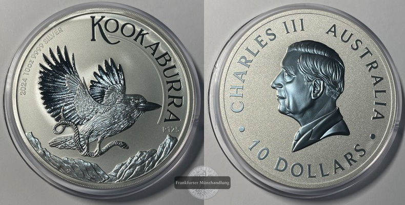  Australien,  10 Dollar 2024 Kookaburra  FM-Frankfurt   Feinsilber: 311g   