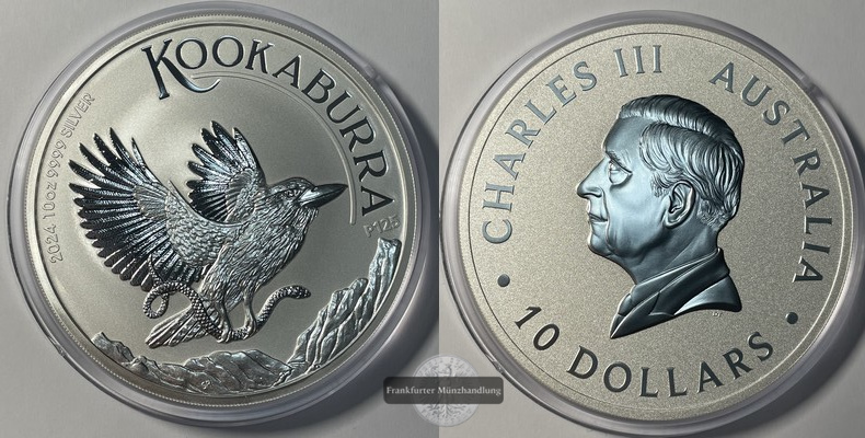  Australien,  10 Dollar 2024 Kookaburra  FM-Frankfurt   Feinsilber: 311g pp   