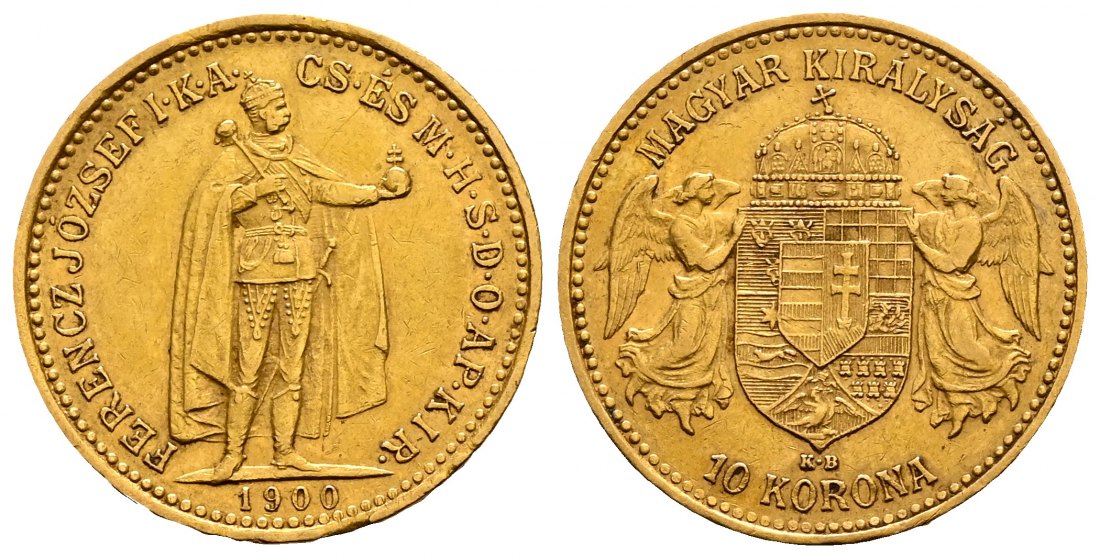 PEUS 2589 Ungarn 3,05 g Feingold 10 Kronen GOLD 1900 KB Sehr schön