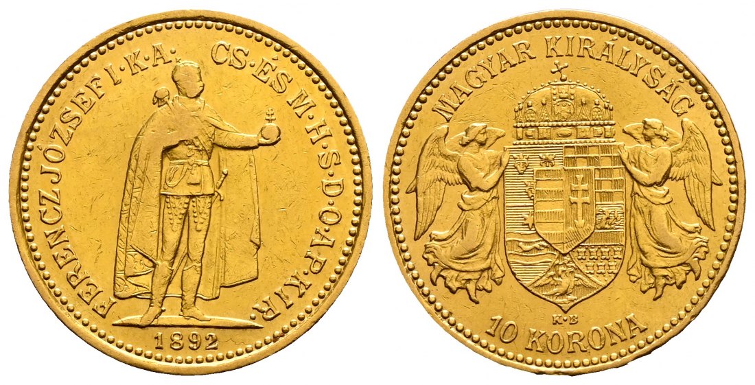 PEUS 2591 Ungarn 3,05 g Feingold. Franz Joseph I. (1848 - 1916) 10 Kronen GOLD 1892 KB Sehr schön