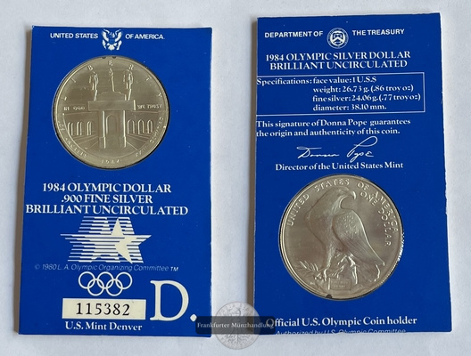  USA 1 Dollar Denver - 1984 XXIII Olympia FM-Frankfurt  Feinsilber: 24,06g   