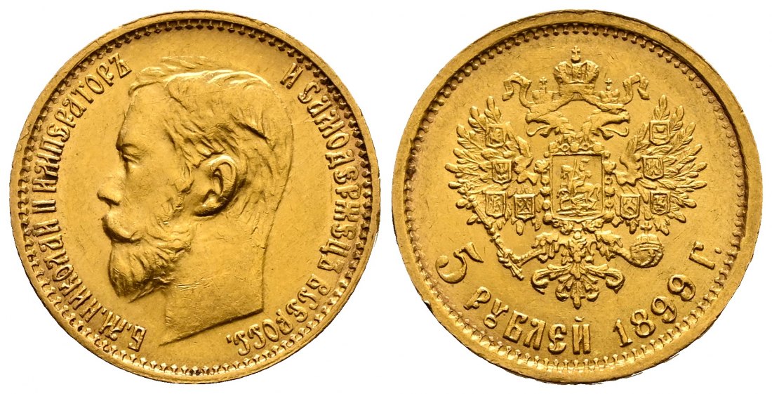 PEUS 2595 Russland 3,87 g Feingold. Zar Nikolaus II. (1894 - 1917) 5 Rubel GOLD 1899 ЭБ (EB) Sehr schön