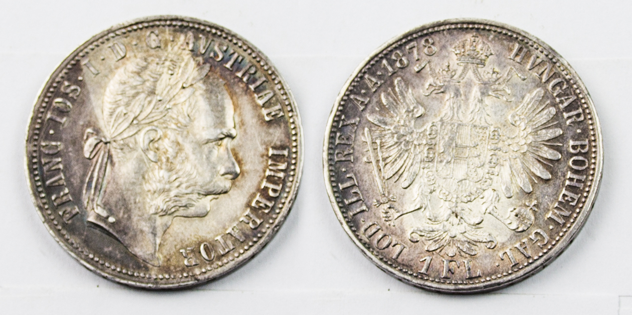  Österreich 1 Florin 1878 Franz Josef I. vz. stgl. herrliche Patina   