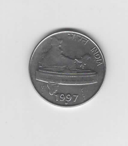  50 Paise Indien 1997 mit Punkt unter der Jahreszahl  (N296)   
