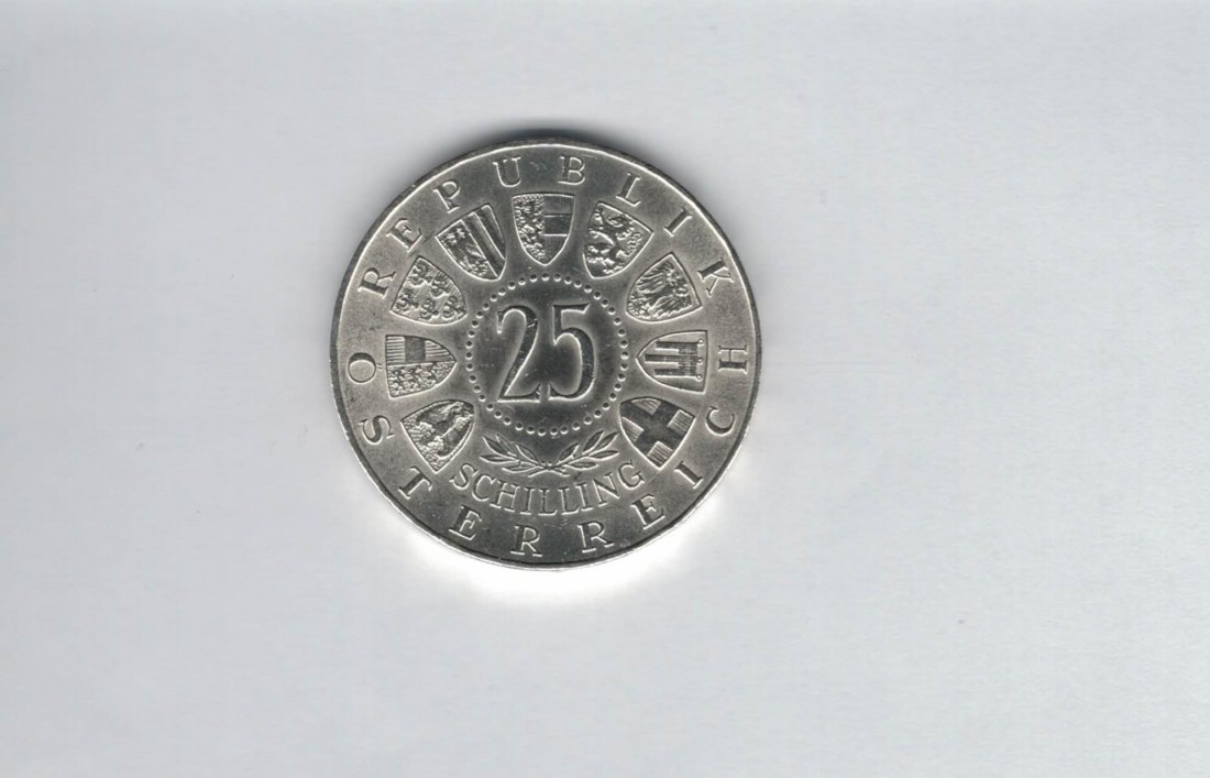  25 Schilling 1957 800 Jahre Mariazell 10,4g fein Ag Gedenkmünze Österreich Spittalgold9800 (04588/3)   