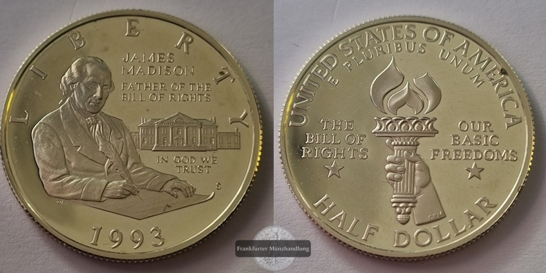  USA.  Half Dollar 1993 [S] Bill of Rights FM-Frankfurt Feinsilber: 11,25g   