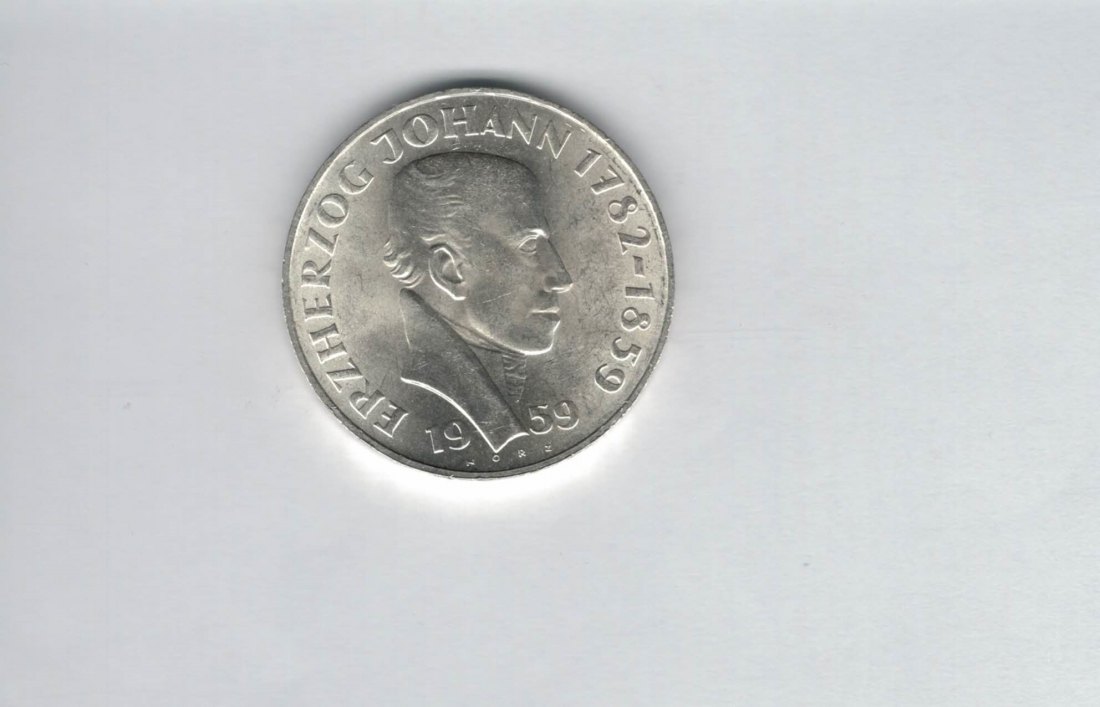  25 Schilling 1959 Erzherzog Johannes silber 10,4g fein Österreich Spittalgold9800 (4588/5)   