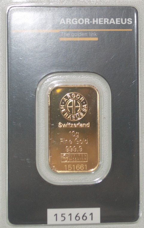  -kirofa - Schweiz - Baren Gold 10 g. KINEBAR - 9999.  ARGOR-HERAEUS. NEU   