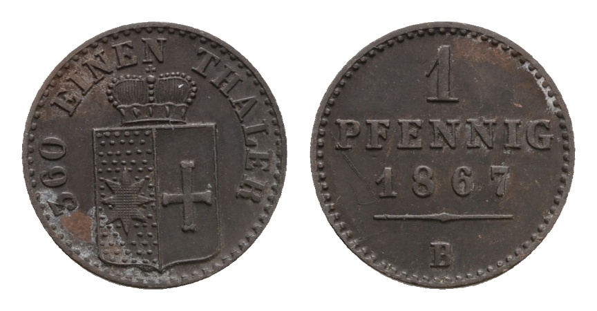  Altdeutschland, 1 Kleinmünze 1867   