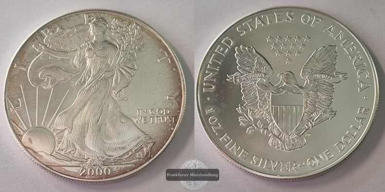  USA 1 Dollar  2000  American Eagle  FM-Frankfurt Feinsilber: 31,1g   