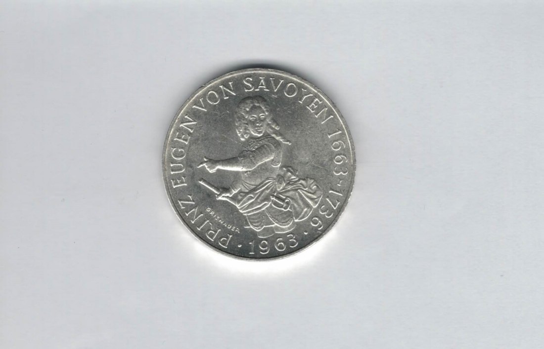 25 Schilling 1963 Prinz Eugen von Savoyen silber 10,4g fein Österreich Spittalgold9800 (04588/9)   