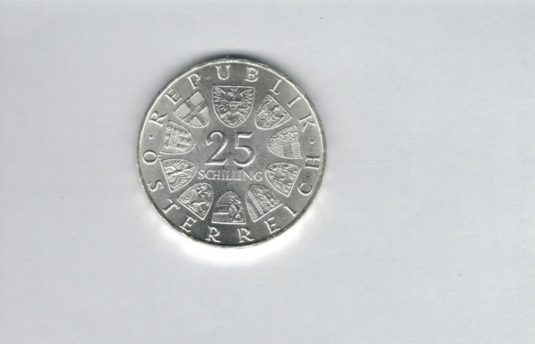  25 Schilling 1971 Wiener Börse 200 Jahre silber 10,4 g fein Österreich Spittalgold9800 (04588/17)   