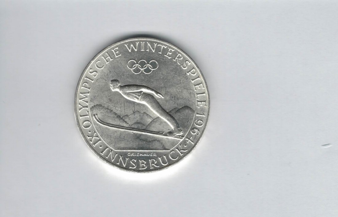  50 Schilling 1964 Winterolympiade Innsbruck silber 18g fein Österreich Spittalgold9800 (4584/3)   