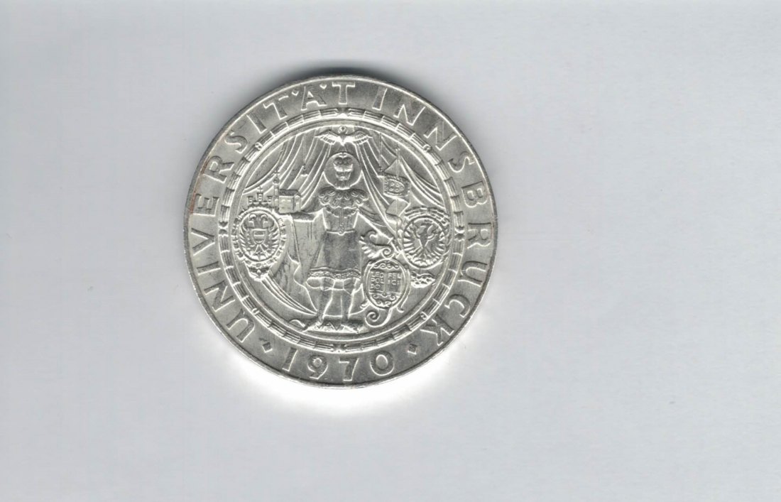  50 Schilling 1970 300 Jahre Universität Innsbruck 18g fein silbe Österreich Spittalgold9800 (4584/9)   