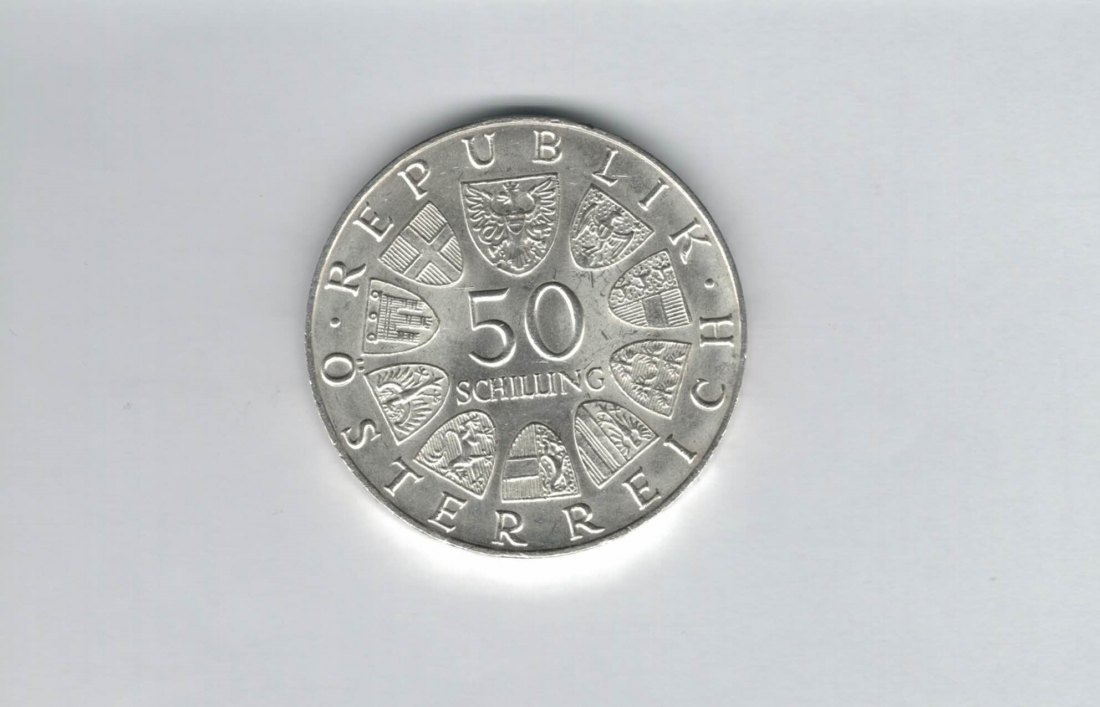  50 Schilling 1970 300 Jahre Universität Innsbruck 18g fein silbe Österreich Spittalgold9800 (4584/9)   
