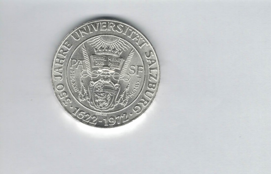  50 Schilling 1972 350 Jahre Universität Salzburg Ag 18g fein Österreich Spittalgold9800 (4584/12   