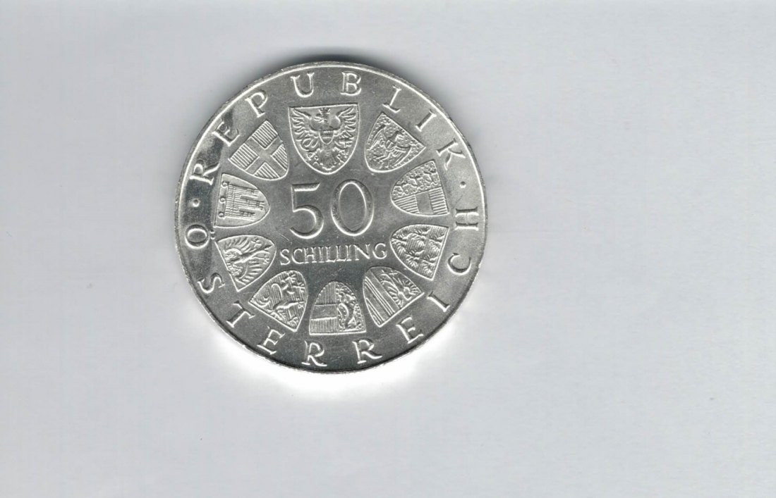  50 Schilling 1972 350 Jahre Universität Salzburg Ag 18g fein Österreich Spittalgold9800 (4584/12   