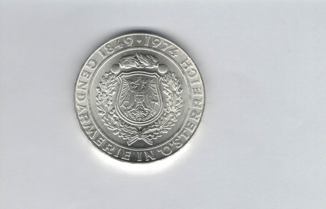  50 Schilling 1974 Gendarmerie seit 125 Jahren Ag 12,8g fein Österreich Spittalgold9800 (4504/2)   