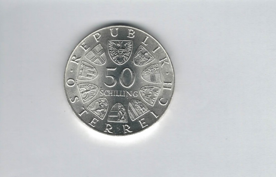  50 Schilling 1974 Gendarmerie seit 125 Jahren Ag 12,8g fein Österreich Spittalgold9800 (4504/2)   