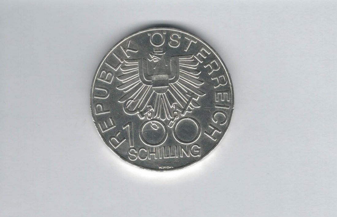  100 Schilling 1979 Wiener Neustadt 700 Jahre Dom silber 15,36g fein Österreich (01914/21)   