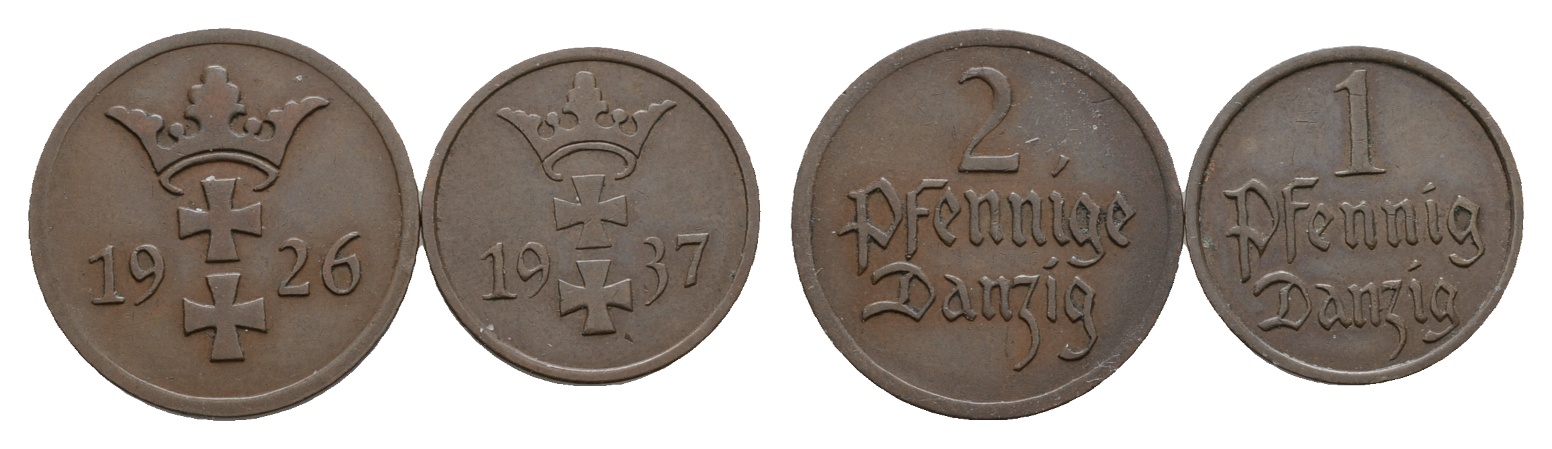  Deutsches Reich; Danzig; 2 Kleinmünzen 1926 / 1937   