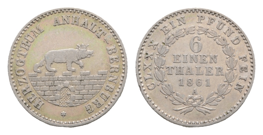 Altdeutschland; Bernburg; Kleinmünze 1861   