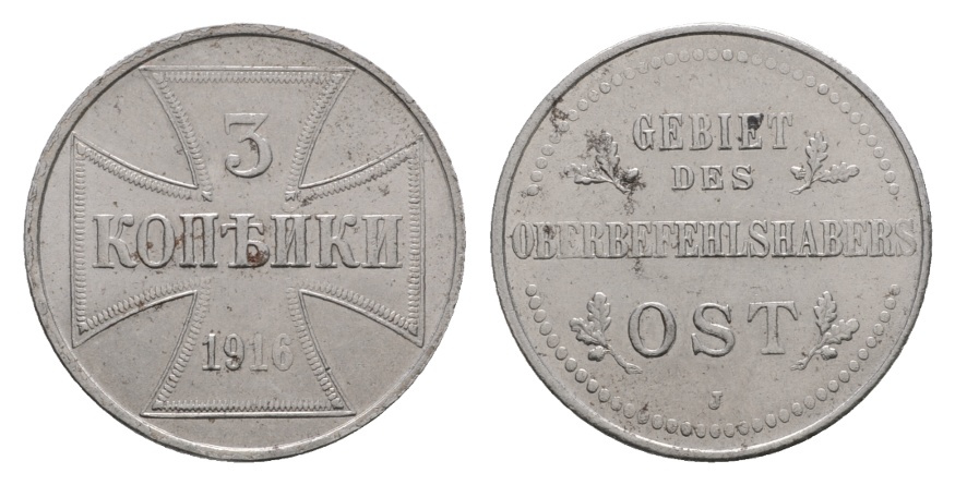  Deutsches Reich; 3 Kopeken 1916; Gebiet des Oberbefehlshabers OST   