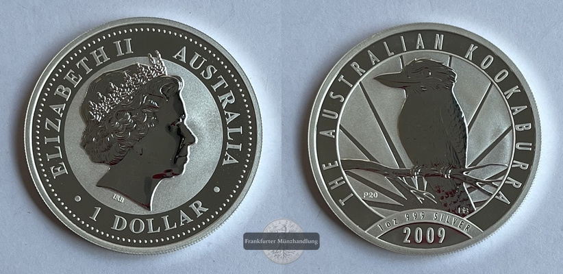  Australien  1 Dollar 2009 Kookaburra   FM-Frankfurt  Feinsilber: 31,06g   