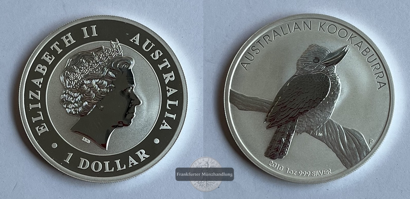  Australien  1 Dollar 2010 Kookaburra   FM-Frankfurt  Feinsilber: 31,06g   