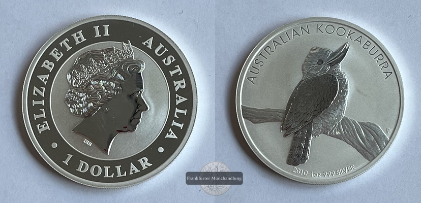  Australien  1 Dollar 2010 Kookaburra   FM-Frankfurt  Feinsilber: 31,06g   