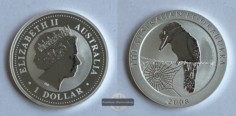  Australien  1 Dollar 2008 Kookaburra   FM-Frankfurt  Feinsilber: 31,06g   